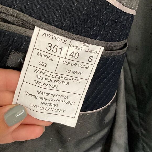 Men’s Suit Jacket Blazer Navy Blue 40S - Picture 3 of 4